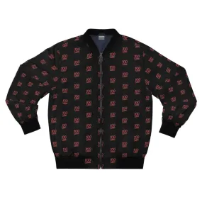 100 Emoji Bomber Jacket - Vibrant Red Pattern