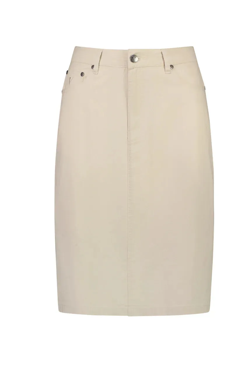 372AVP Sand - Poplin Skirt with Back Vent