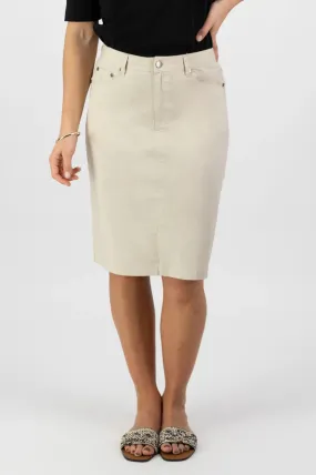 372AVP Sand - Poplin Skirt with Back Vent