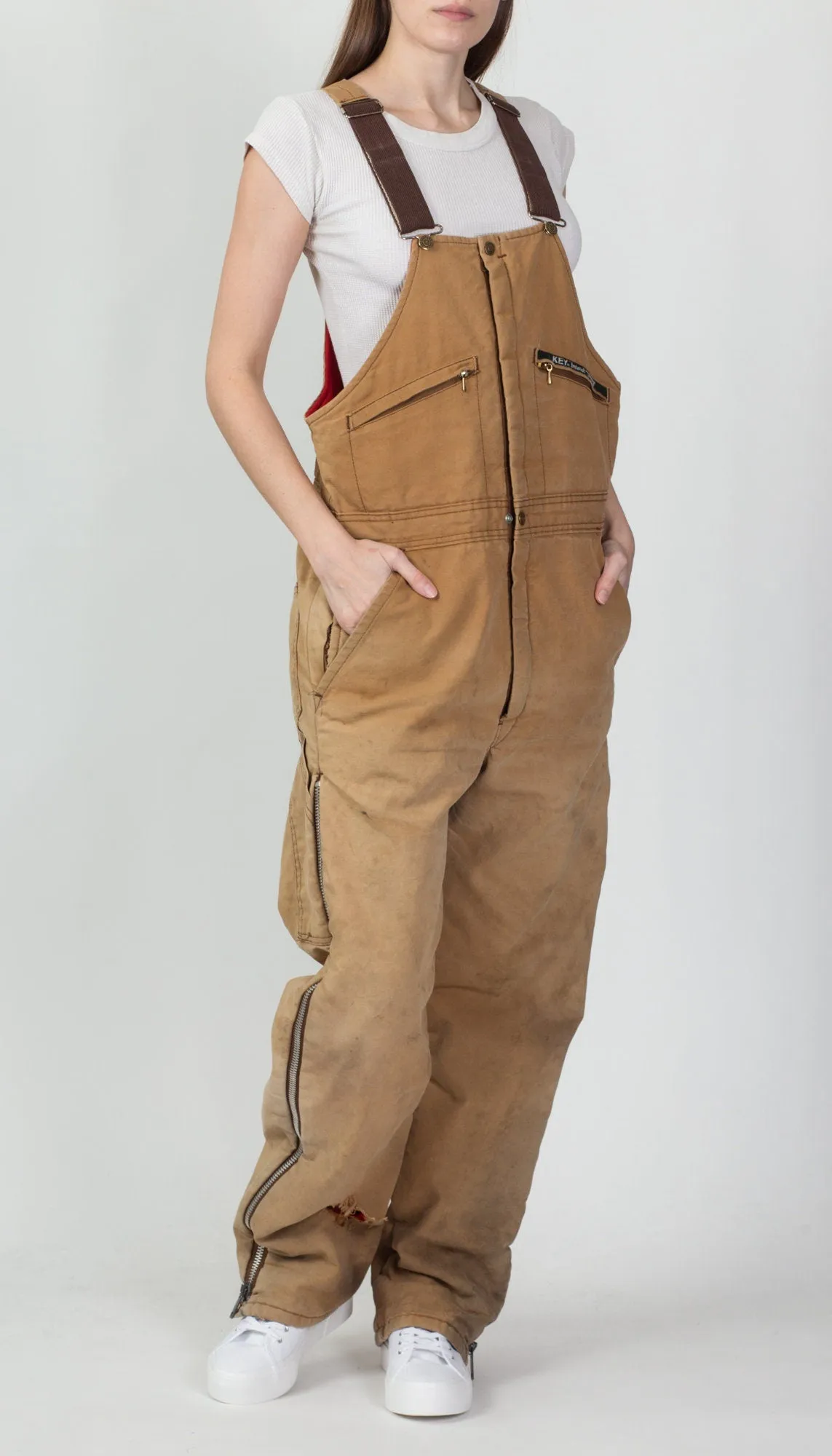 70s Key Imperial Distressed Insulated Overalls - Men's Medium Regular