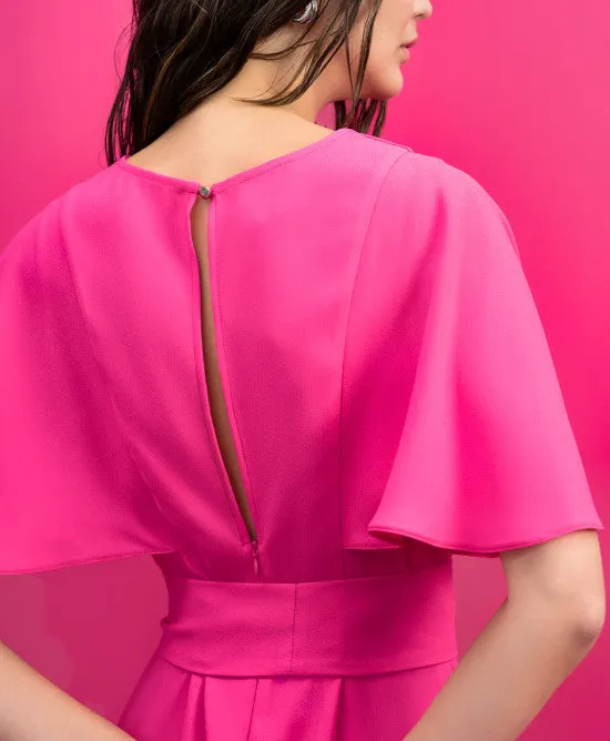 Access Neon Pink Wrap Jumpsuit With Butterfly Sleeves