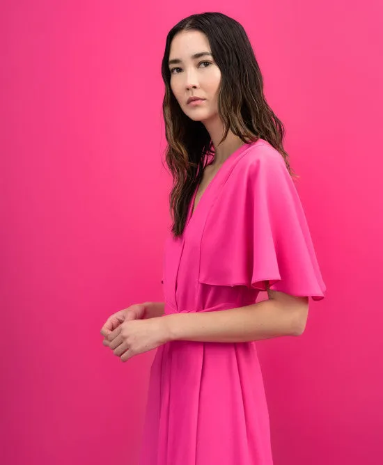 Access Neon Pink Wrap Jumpsuit With Butterfly Sleeves