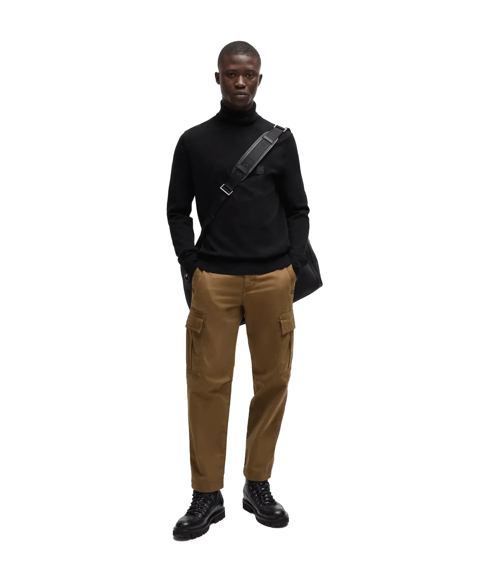 Akiro Rollneck Regular-fit Sweater in Cotton and Cashmere - Black