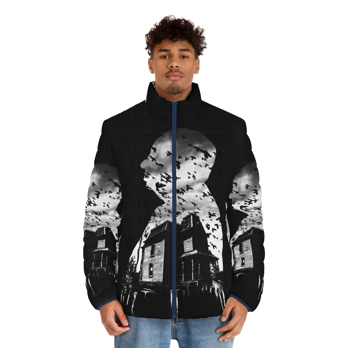 Alfred Hitchcock Collage Puffer Jacket - Iconic Horror Thriller