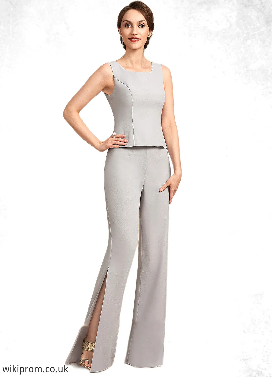 Alison Jumpsuit/Pantsuit Square Neckline Floor-Length Chiffon Mother of the Bride Dress SWK126P0014900