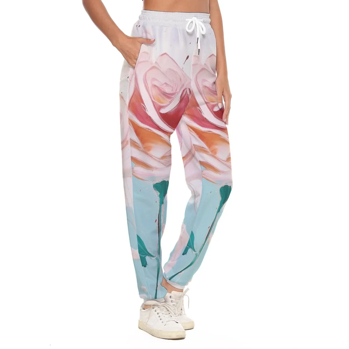 All-Over Print Women's Casual Pants 253 rose, print