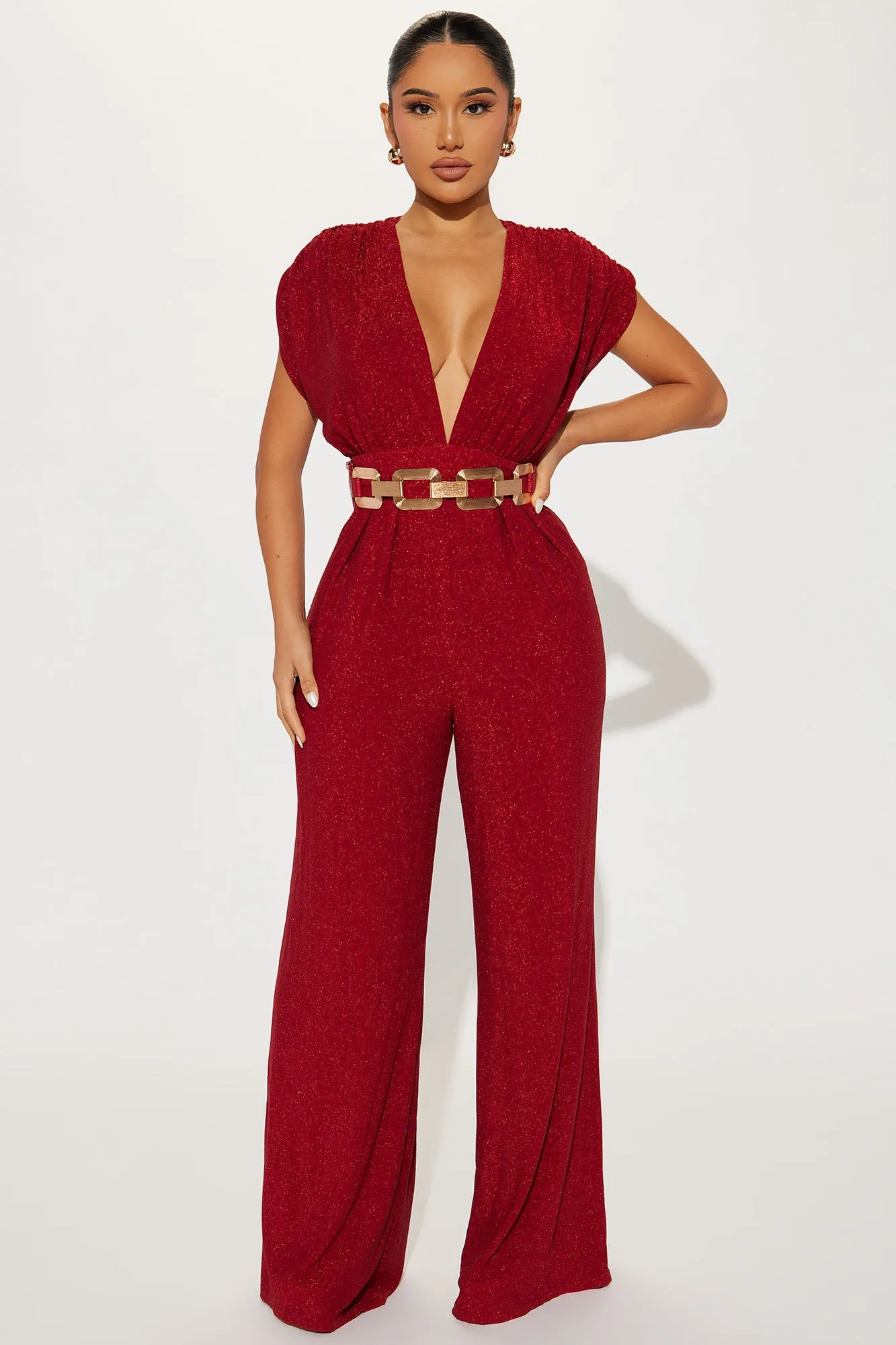 All That Sparkles Jumpsuit - Wine