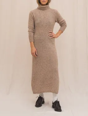 Alpaca Turtelneck Dress Beige