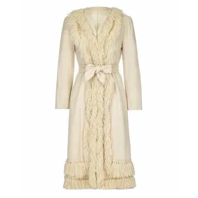 ARCHIVE - 1970s Cream Wool Tassle Coat