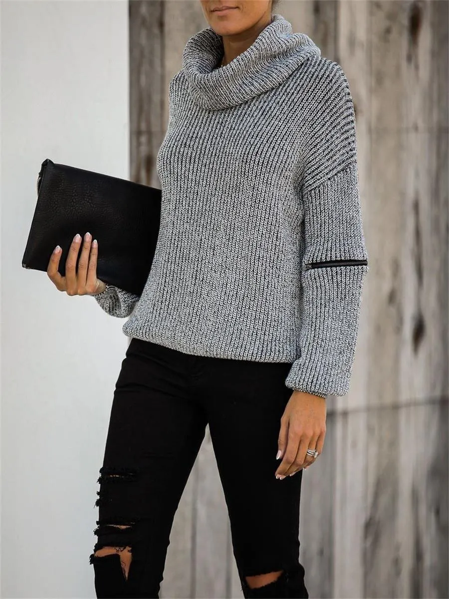 Autumn And Winter Ladies Knitted Casual Turtleneck Sweater