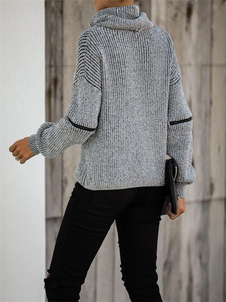 Autumn And Winter Ladies Knitted Casual Turtleneck Sweater