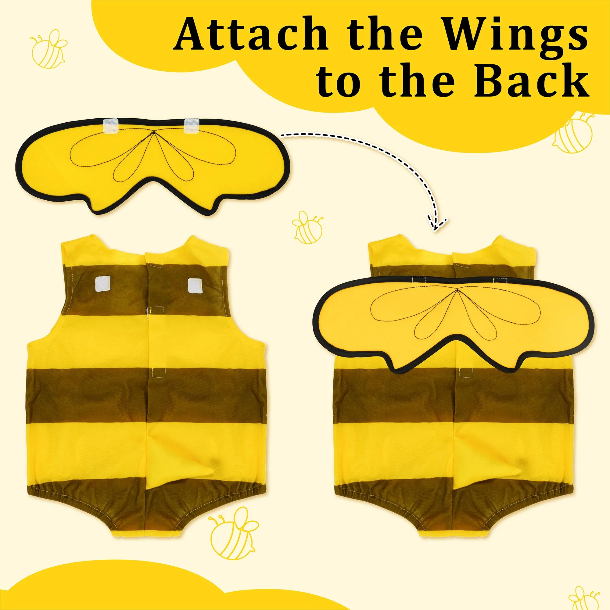 Baby Toddlers Bee Onesie Hat Wings Set Halloween Costume