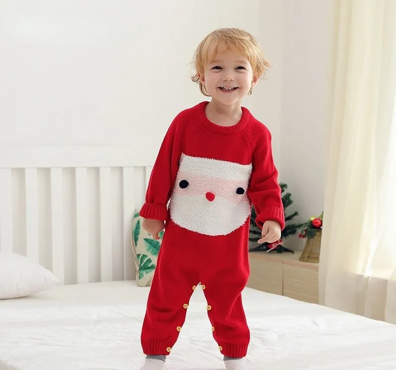 Baby's Long-Sleeve Baby Santa Jumpsuit