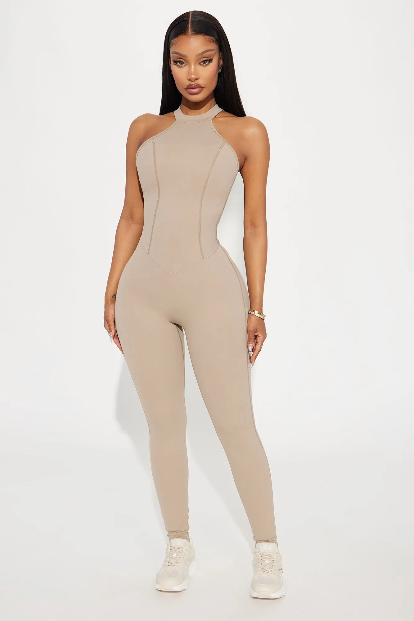 Be Flexible Active Jumpsuit - Taupe