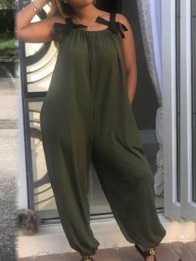 Beautiedoll Solid Sleeveless Loose Jumpsuit