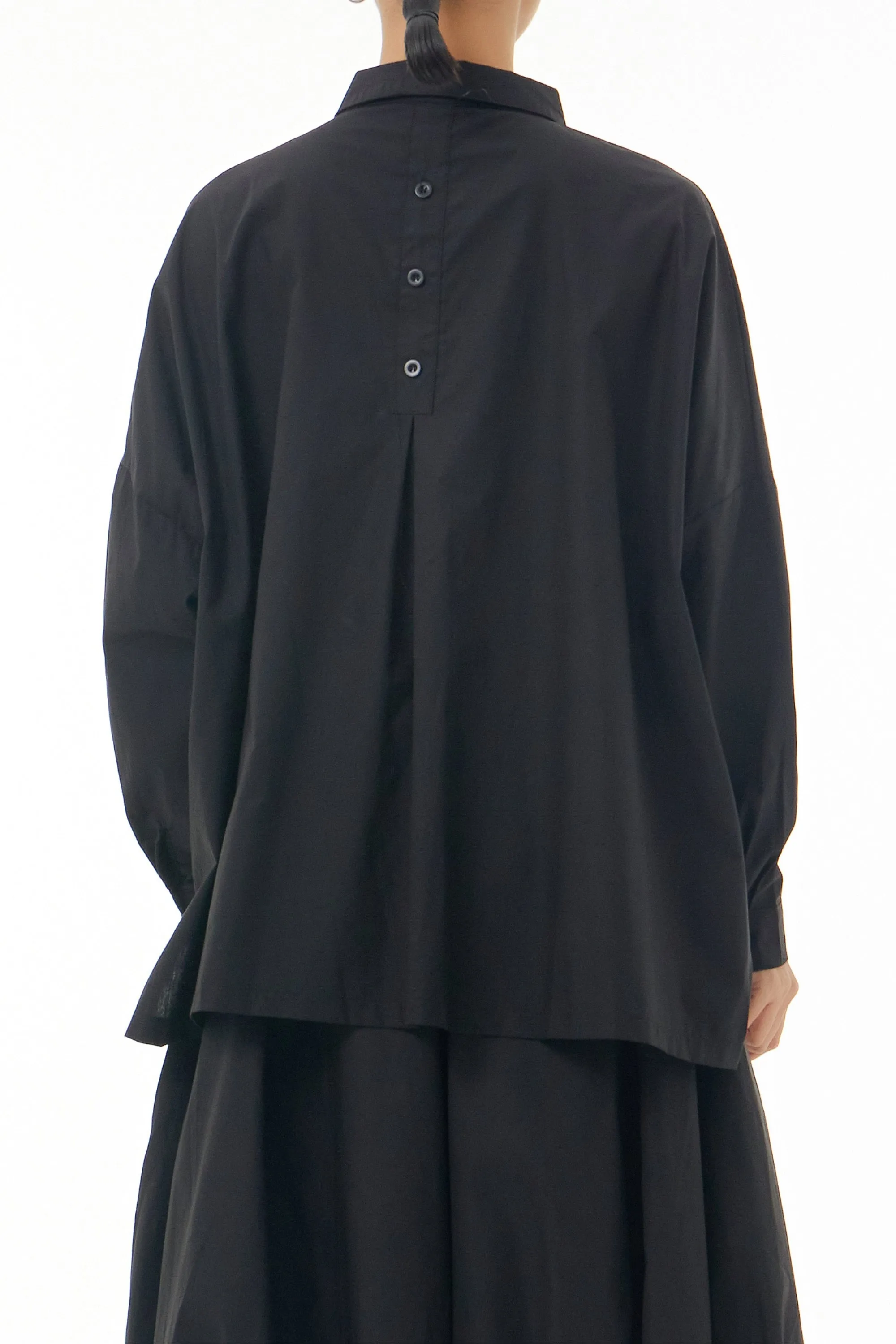 Black Cotton Alphabetical Oversized Shirt