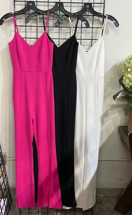 Black Front Slit Jumpsuit