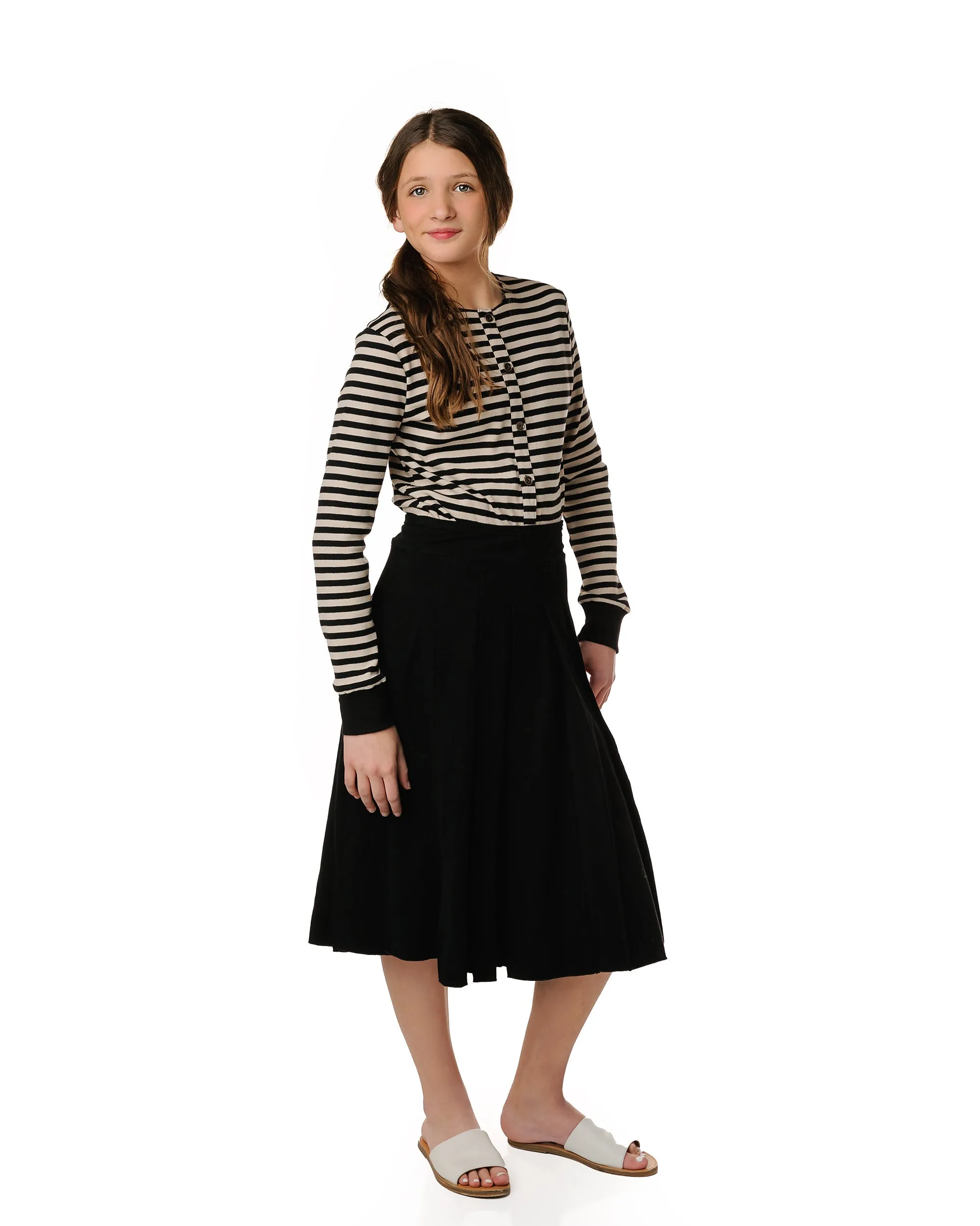 Black Jersey Pleated Skirt