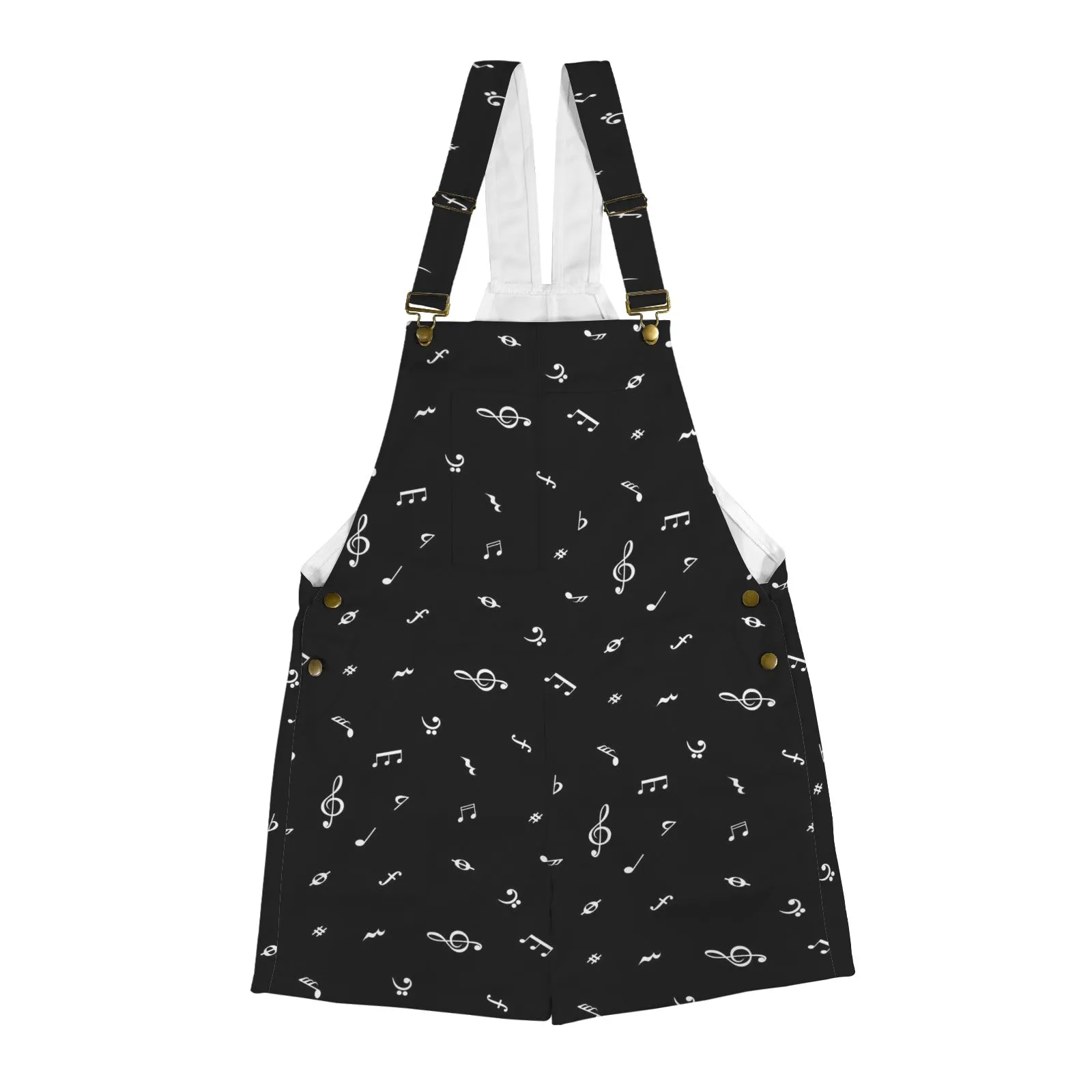 black music print Unisex Shorts Suspender Jumpsuit (Model L78)