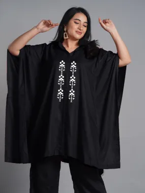 Black Rayon ShirtKurta - SnowDropMidnight