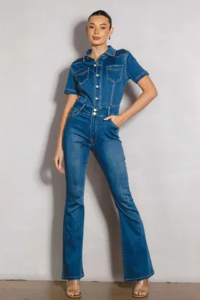 Bootcut Denim Jumpsuit