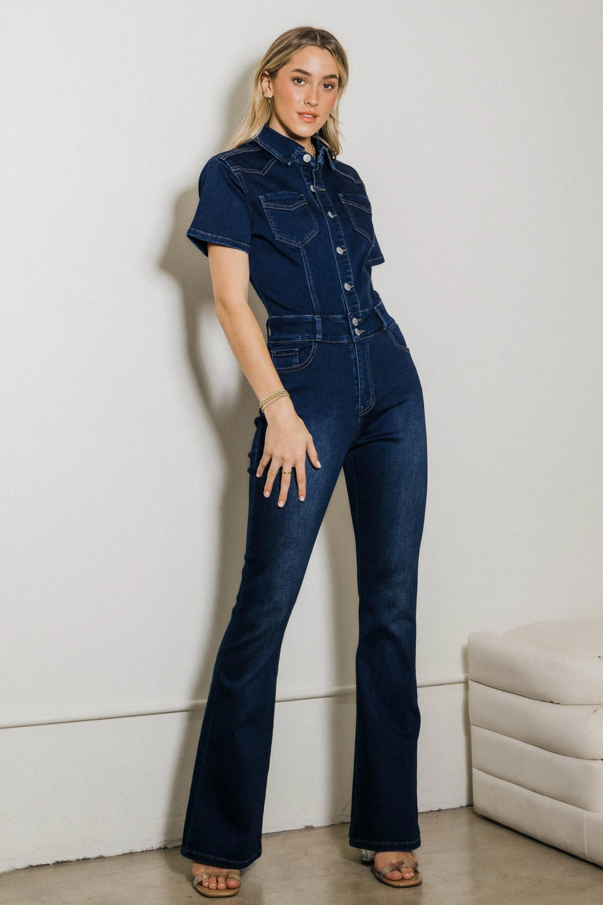 Bootcut Denim Jumpsuit