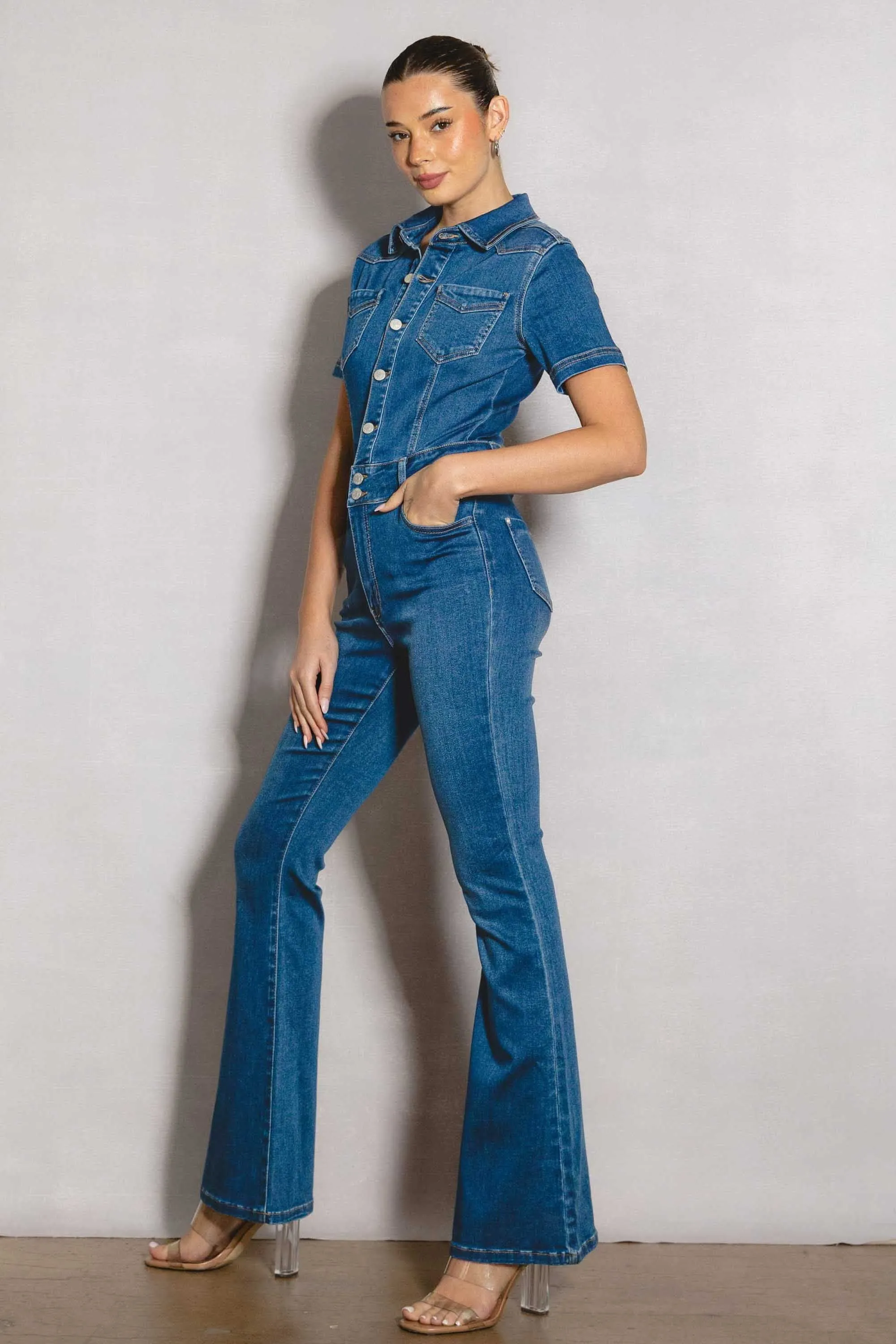 Bootcut Denim Jumpsuit