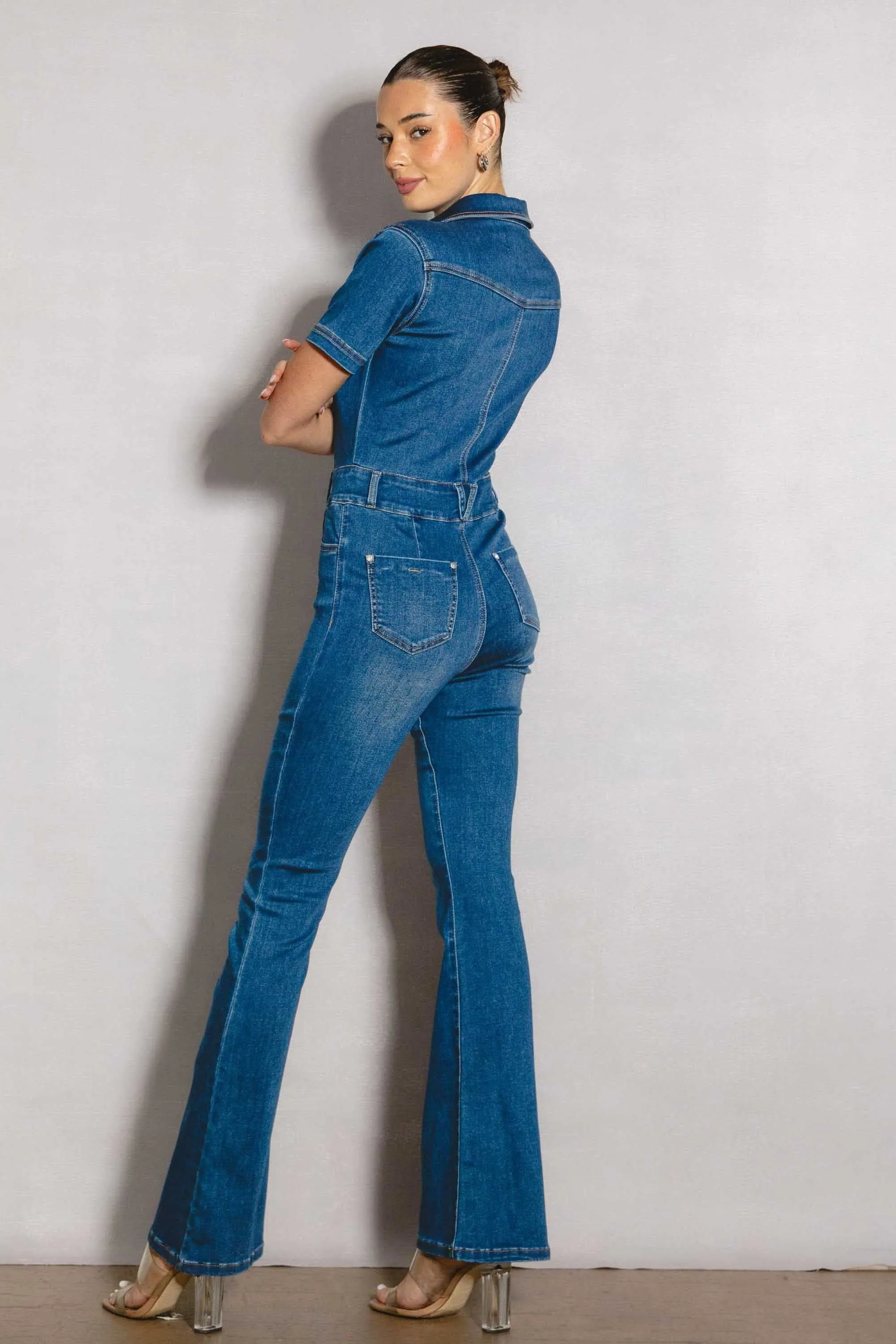 Bootcut Denim Jumpsuit