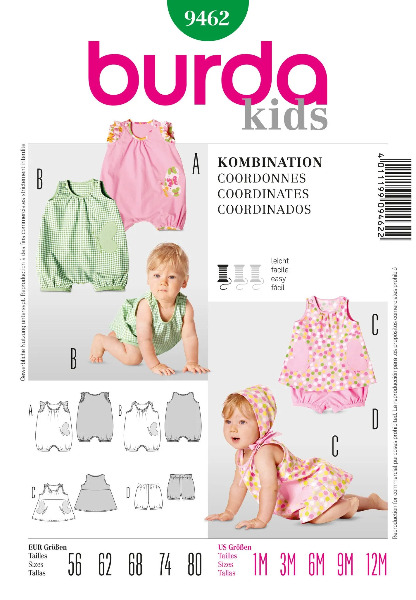 Burda 9462 Babies Outfit Pattern