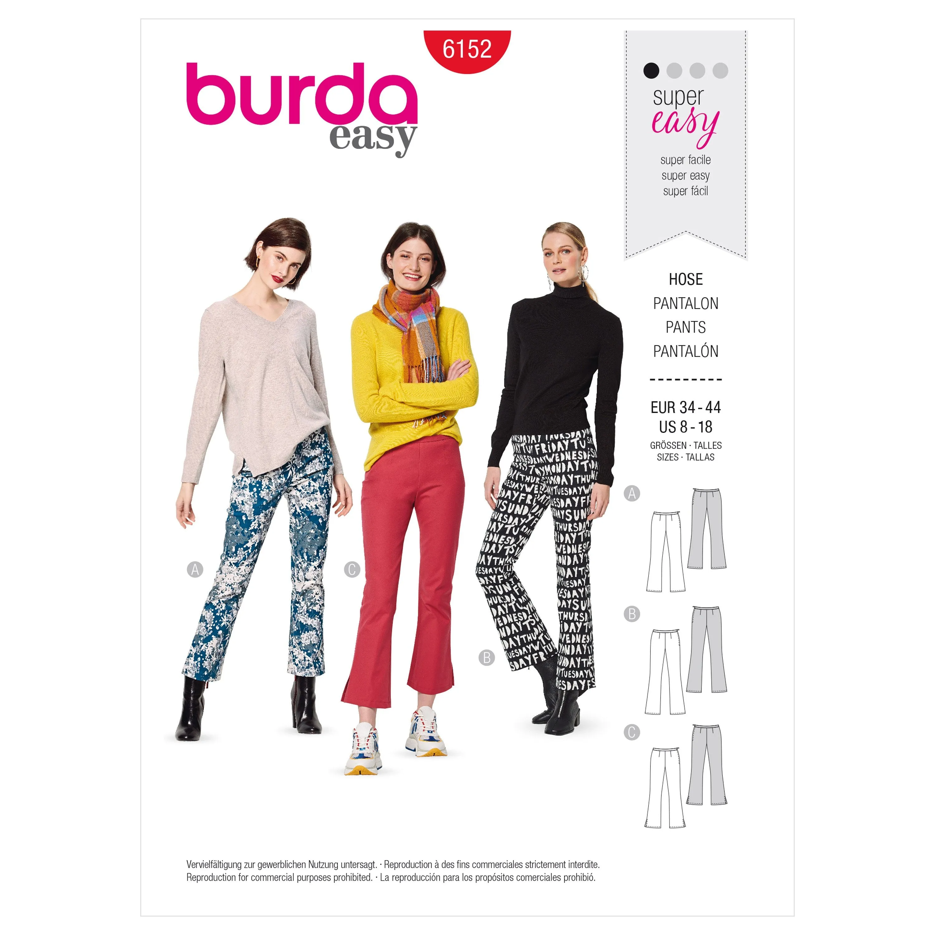 Burda Sewing Pattern 6152 Flared trousers or pants