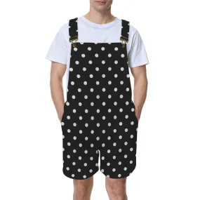 bw polka dot print 2A Unisex Shorts Suspender Jumpsuit (Model L78)