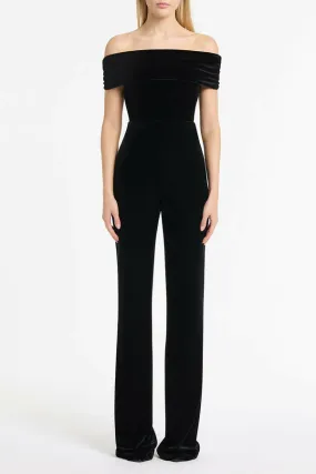 Carla Zampatti Black Velvet Pant and off Shoulder Bodysuit Top