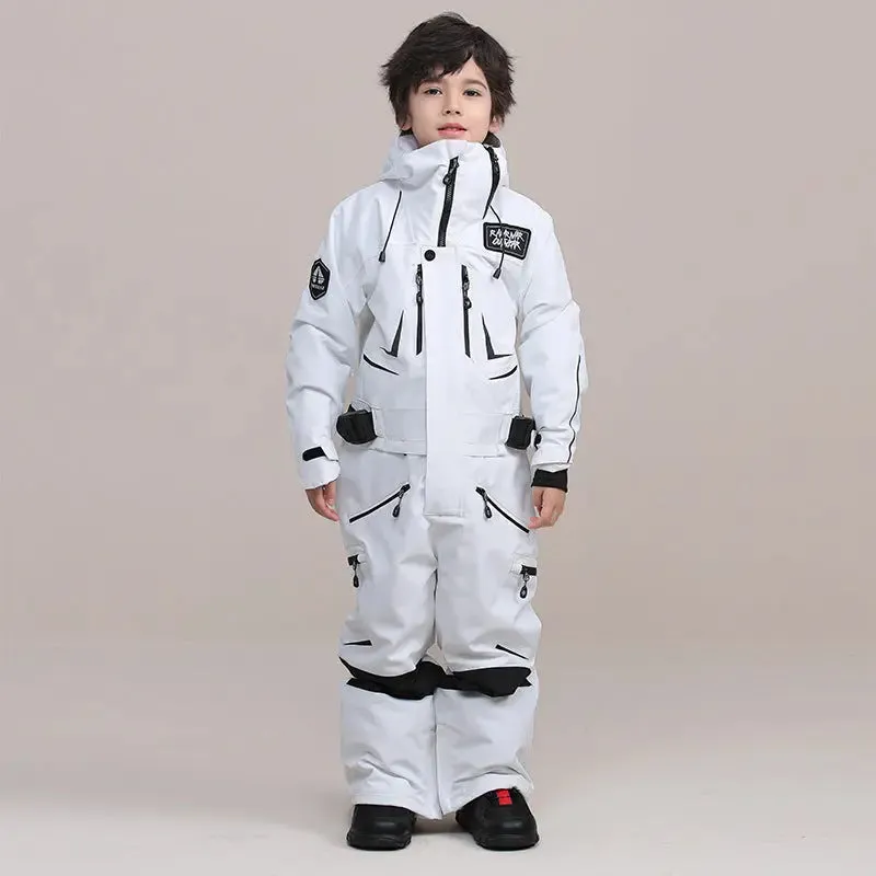 Children One-Piece Ski Suit Girl Boy Outdoor Snow Jumpsuits