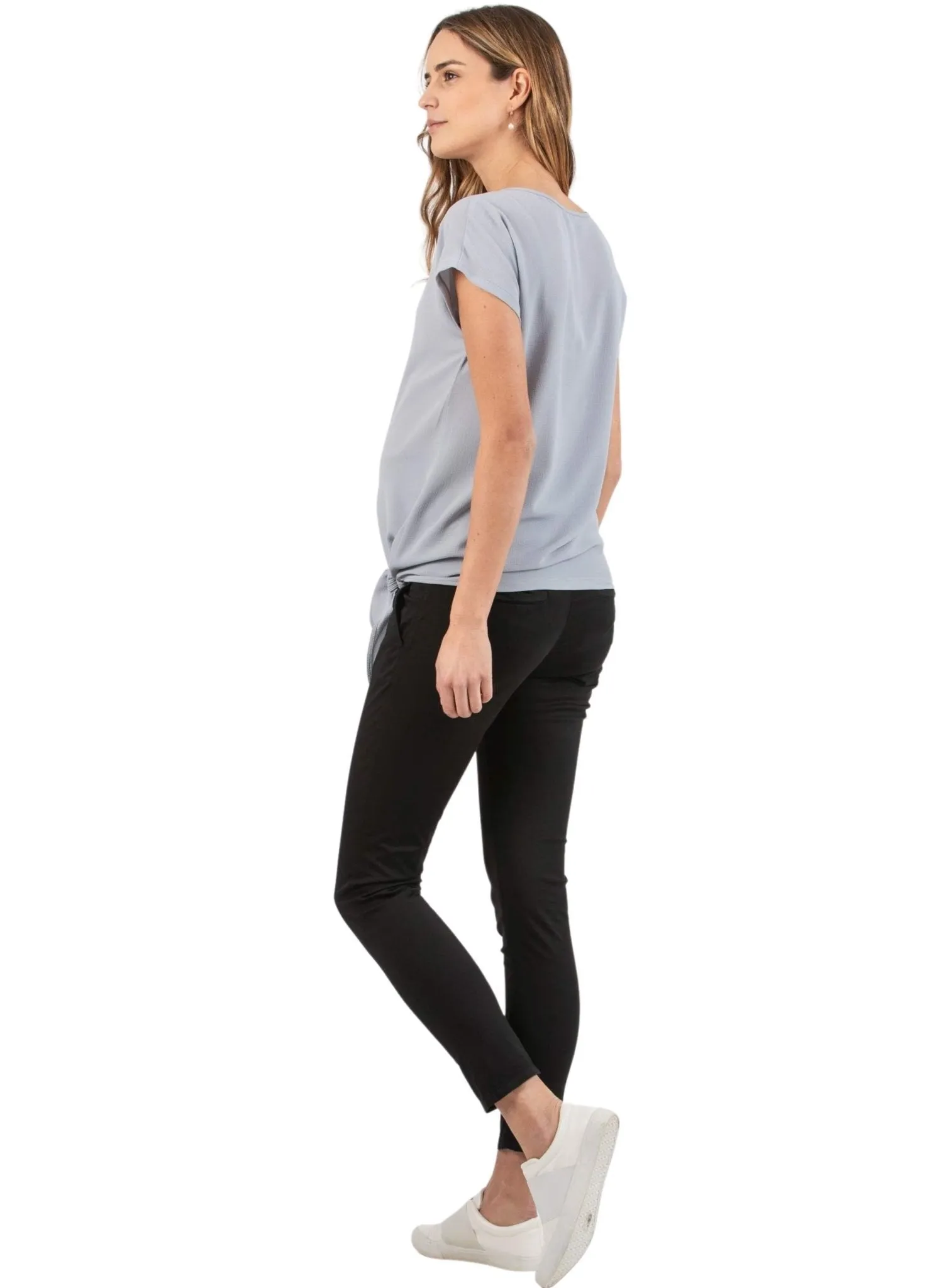 Chino Maternity Trousers in Lightweight Cotton - Black