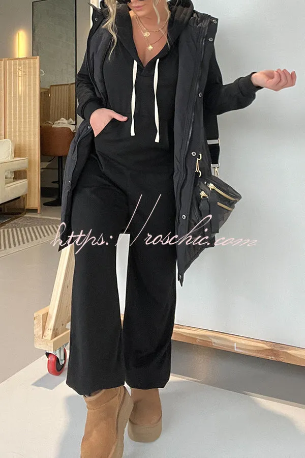 Cozy Days Long Sleeve Pocket Hooded Drawstring Jumpsuit