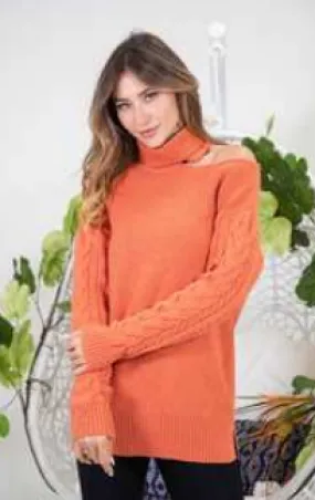 Decision's Yours Cold Shoulder Sweater (Rust)