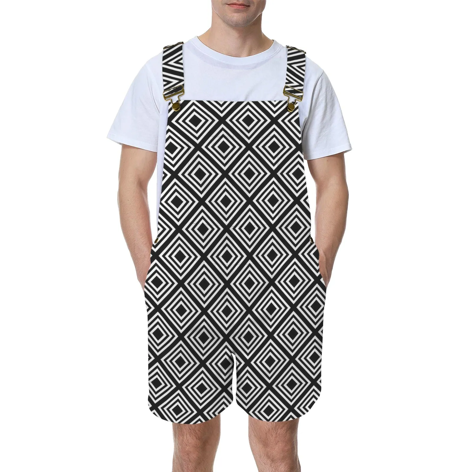 diamond back print 20 Unisex Shorts Suspender Jumpsuit (Model L78)