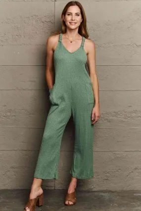 Don't Get It Twisted Full Size Rib Knit Jumpsuit