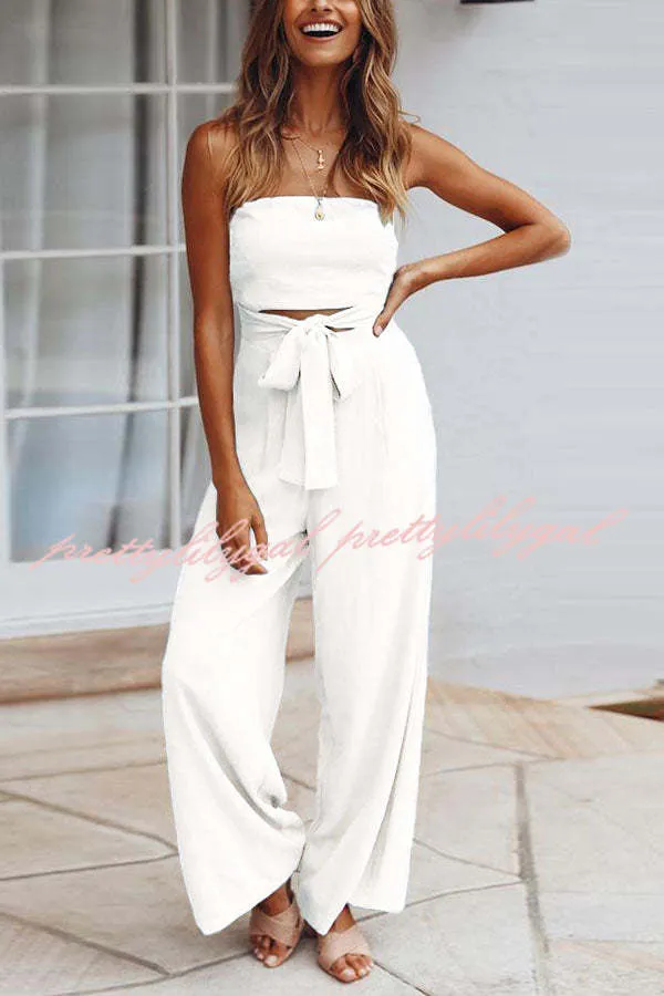 Dream Maker Cut Out Waist Wide Leg Jumpsuit