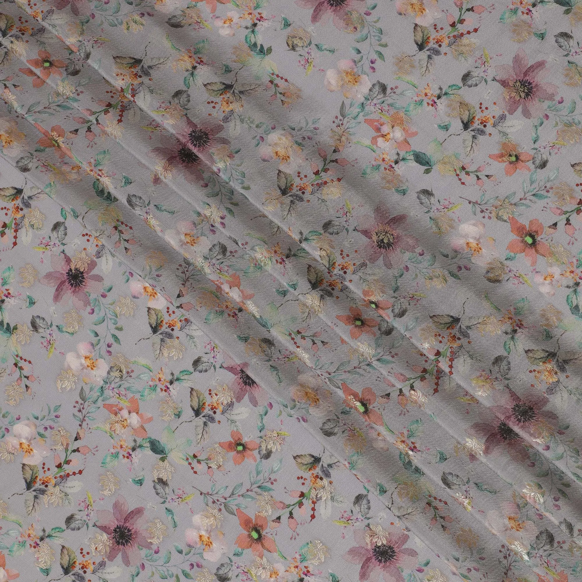 Elegant Floral Viscose Digital Printed Fabric - Soft & Lightweight, 110 cm Width-D20264