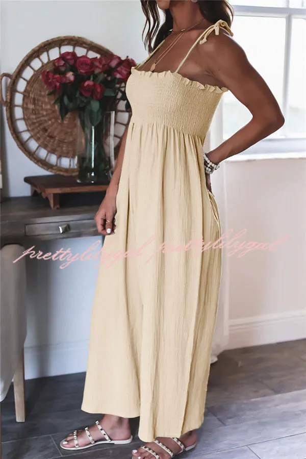 Elegant Solid Color High Waist Linen Blend Suspender Pleated Jumpsuit