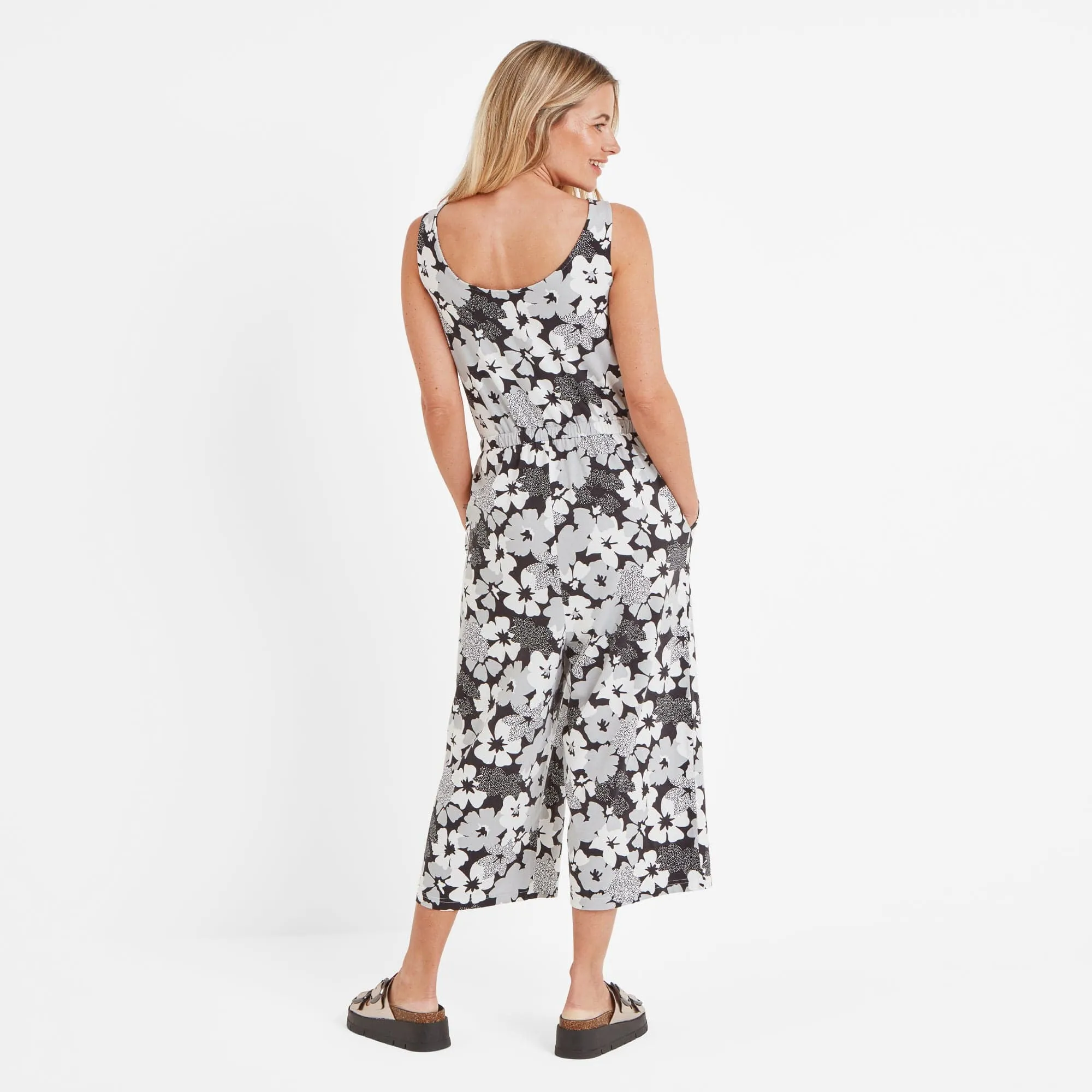 Emmie Womens Jumpsuit - Black Floral Print