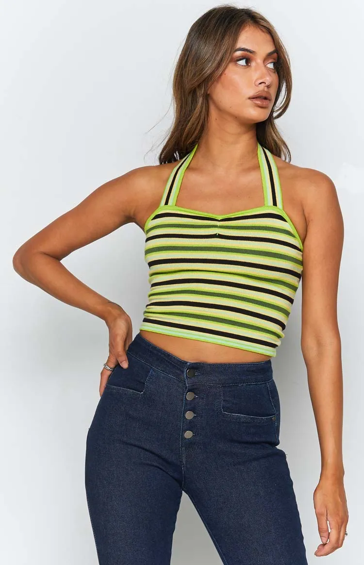 Enforcer Striped Halter Top Yellow