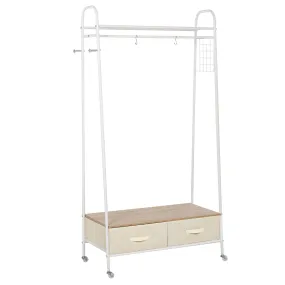 Entrance Coat Rack Rail Clothes Stand Garment Storage Hanger Shelf Organiser 2 Drawers