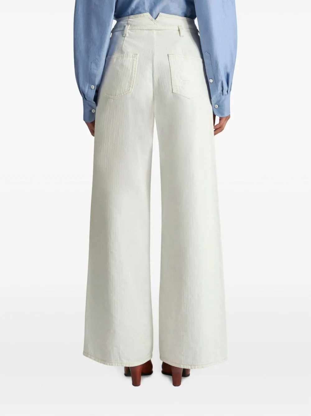 ETRO White Embroidered Cotton Pants - SS24 Women's Fashion