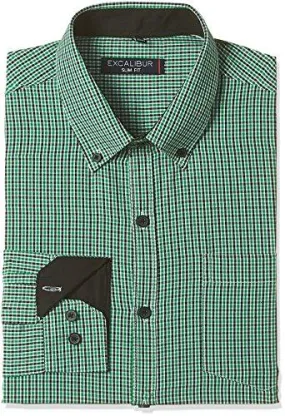 Excalibur Men's Formal Shirt (8907542607365_400016538212_40_Green)