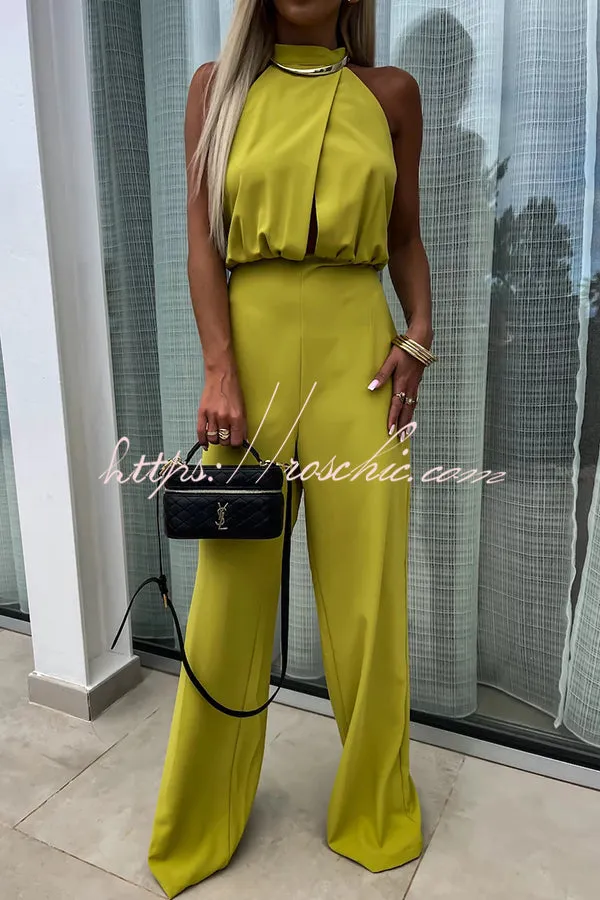 Fashionable Solid Color Sleeveless Hollow Slim Fit Jumpsuit