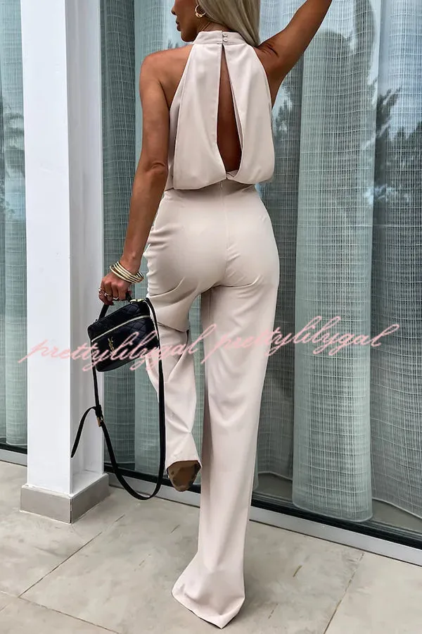 Fashionable Solid Color Sleeveless Hollow Slim Fit Jumpsuit