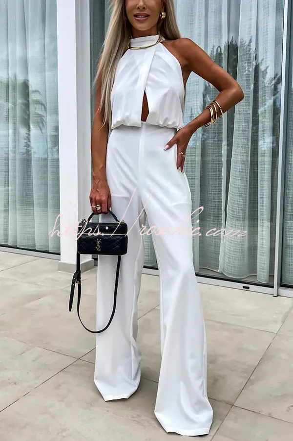 Fashionable Solid Color Sleeveless Hollow Slim Fit Jumpsuit