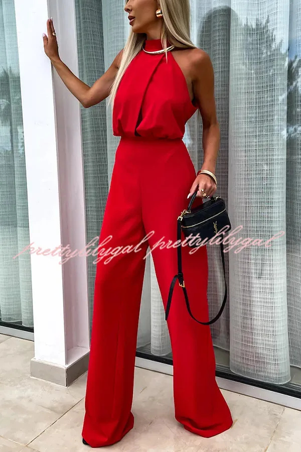 Fashionable Solid Color Sleeveless Hollow Slim Fit Jumpsuit